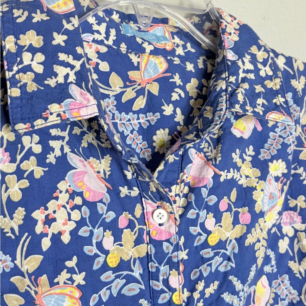 J. McLaughlin Lois Button-Up Shirt Small Blue Butterfly Pattern Floral Casual - Picture 3 of 6